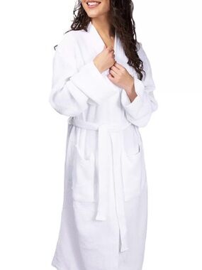 Unisex Cariloha Waffle-Knit Long Robe - White